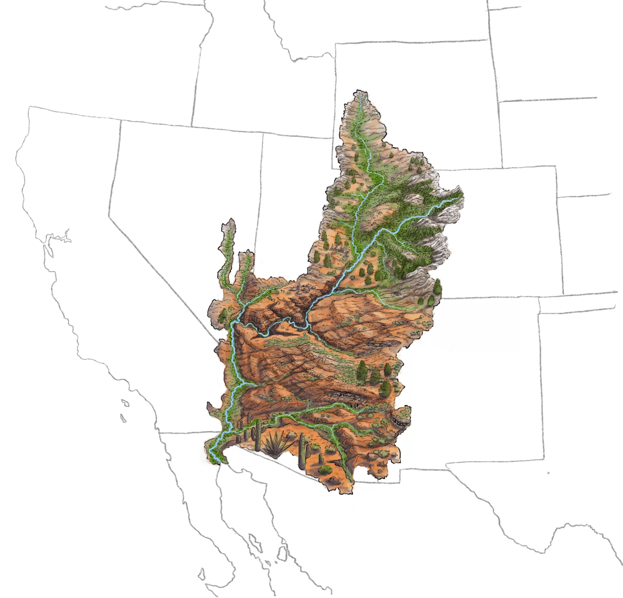 a map of the ecology of the Colorado River basin